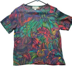 Vintage 80's Karen Kane Petite Floral Top Size 4 Made in the USA